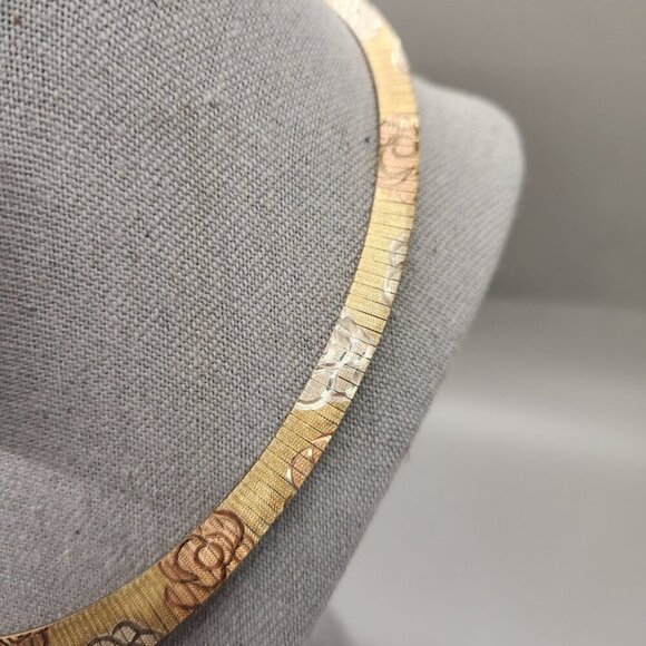 JCM Jacmel Mauritius Sterling Silver Tri Gold Vermeil Rose Necklace - Picture 3 of 5